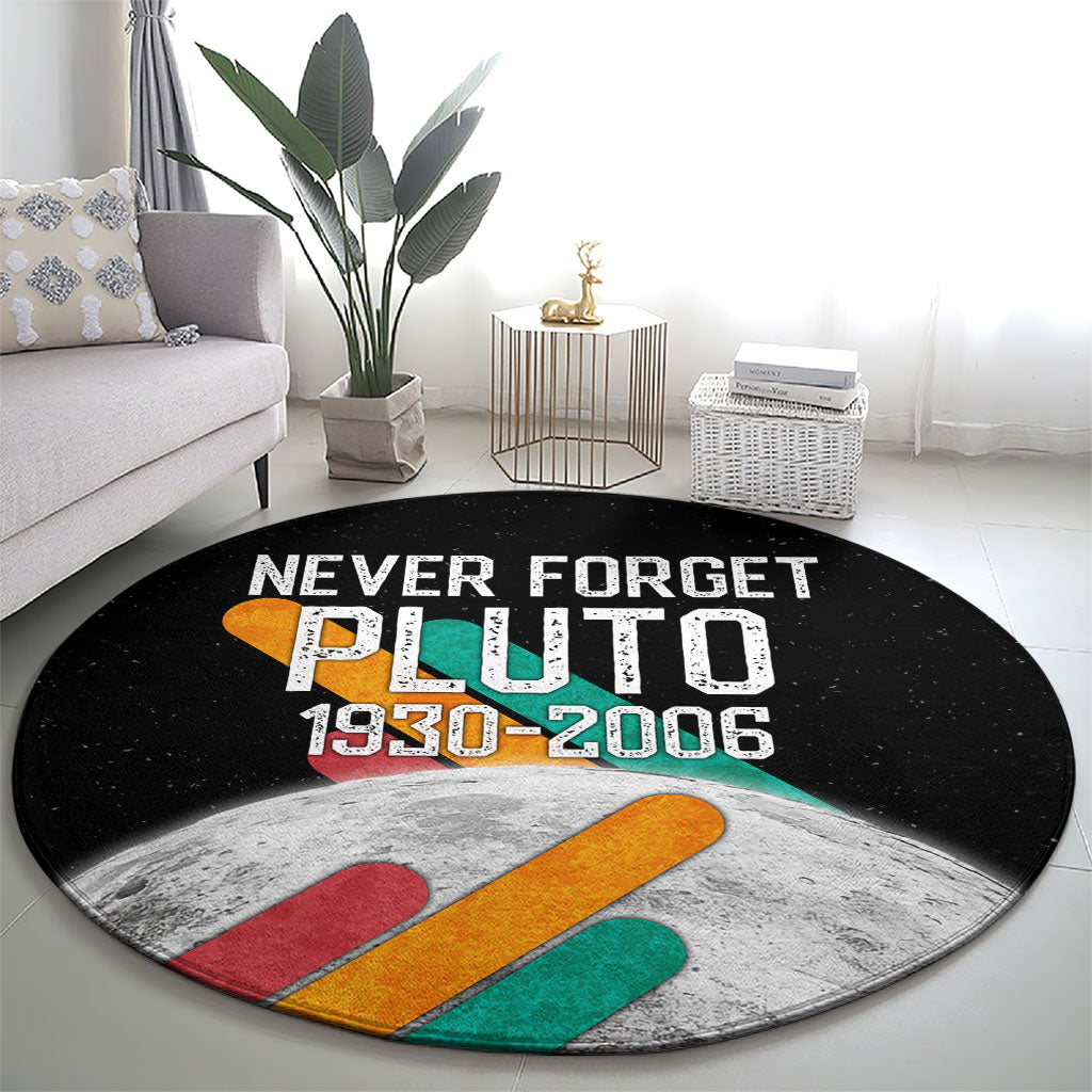 Never Forget Pluto Round Carpet Retro Space Astronomy Science