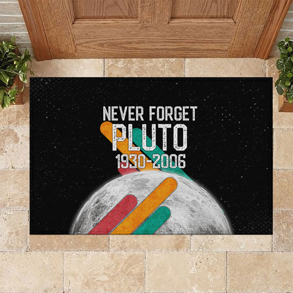 Never Forget Pluto Rubber Doormat Retro Space Astronomy Science