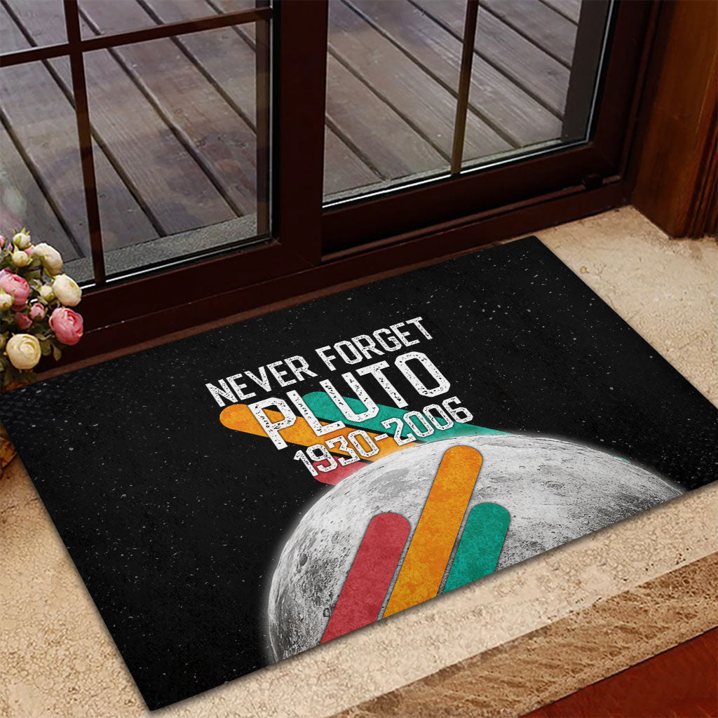 Never Forget Pluto Rubber Doormat Retro Space Astronomy Science