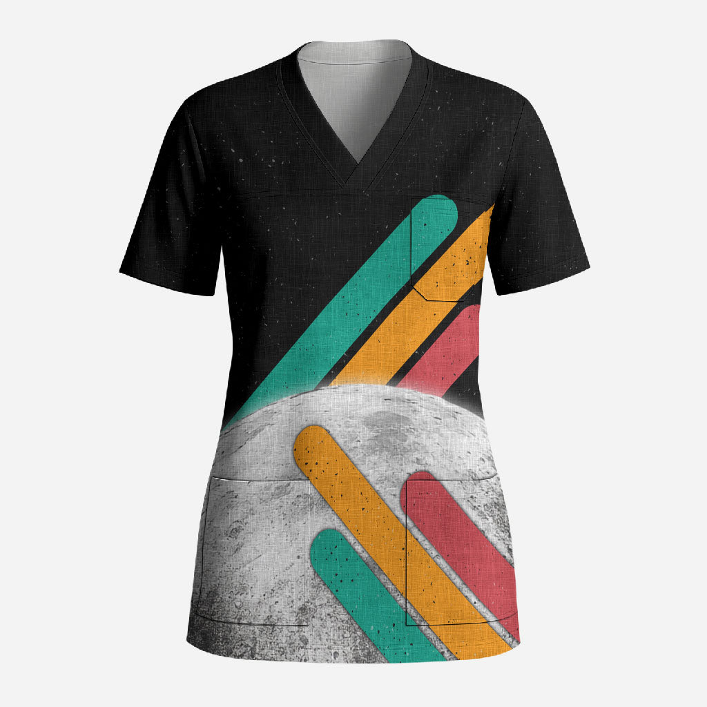 Never Forget Pluto Scrub Top Retro Space Astronomy Science