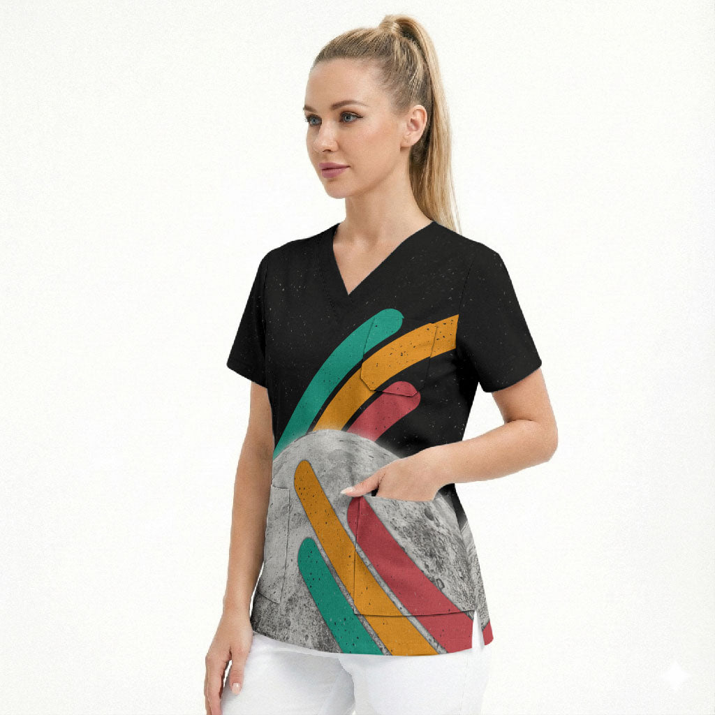 Never Forget Pluto Scrub Top Retro Space Astronomy Science