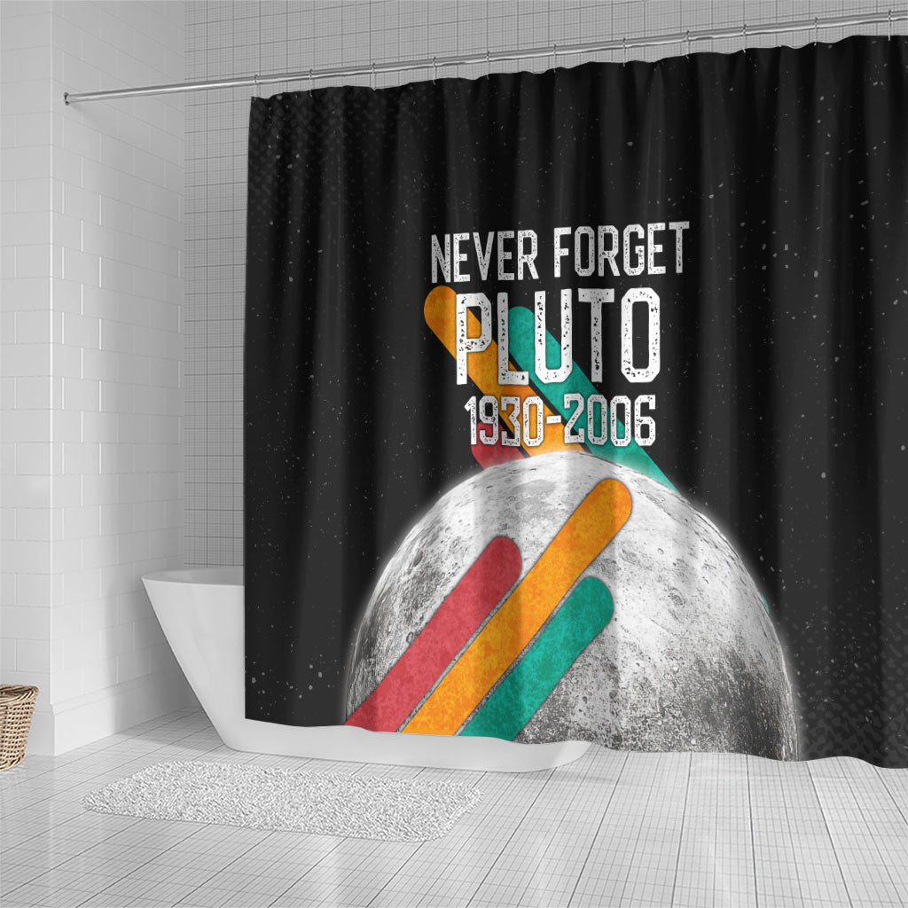 Never Forget Pluto Shower Curtain Retro Space Astronomy Science