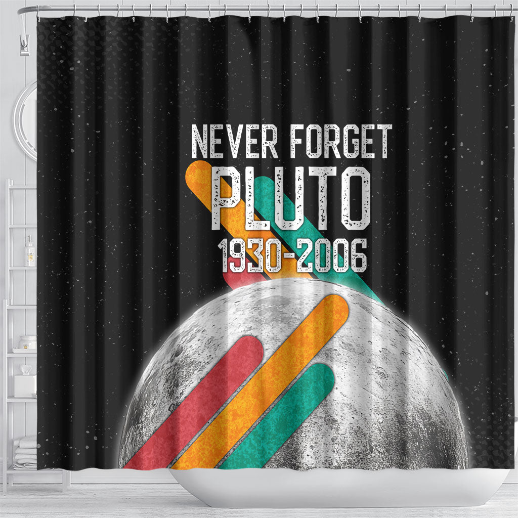 Never Forget Pluto Shower Curtain Retro Space Astronomy Science