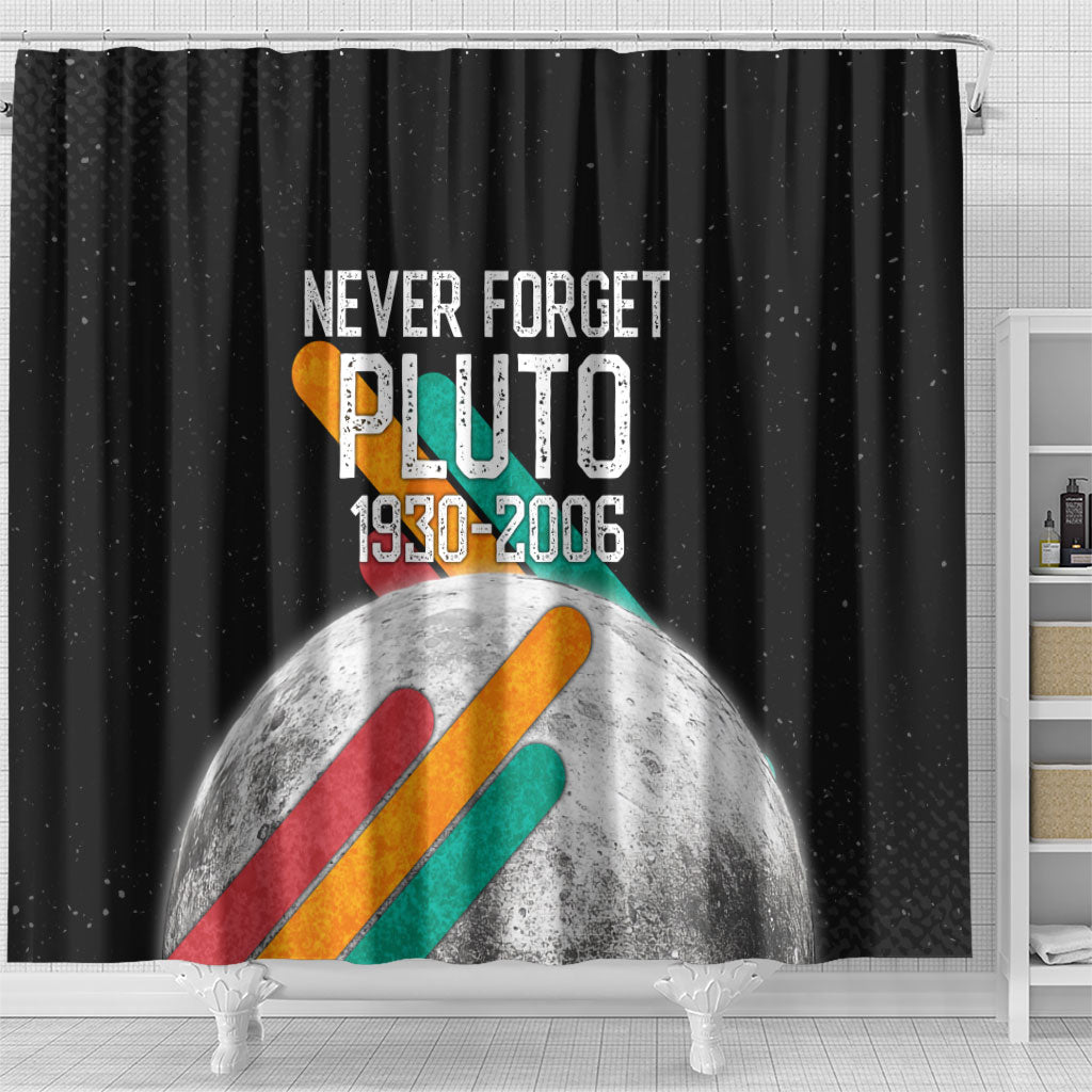 Never Forget Pluto Shower Curtain Retro Space Astronomy Science