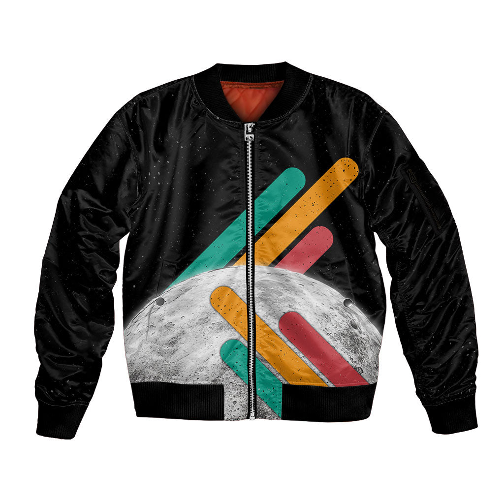 Never Forget Pluto Sleeve Zip Bomber Jacket Retro Space Astronomy Science