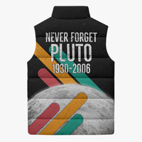 Never Forget Pluto Sleeveless Puffer Jacket Retro Space Astronomy Science