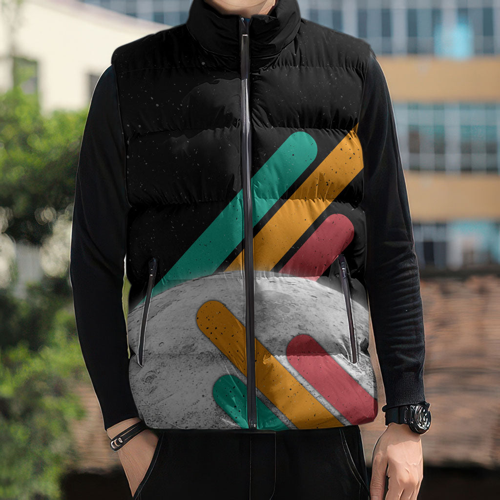 Never Forget Pluto Sleeveless Puffer Jacket Retro Space Astronomy Science