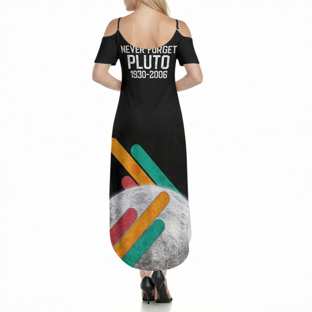 Never Forget Pluto Summer Maxi Dress Retro Space Astronomy Science