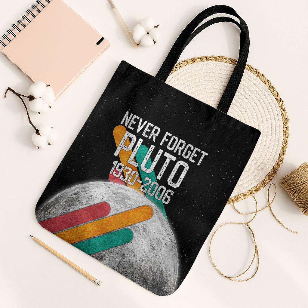 Never Forget Pluto Tote Bag Retro Space Astronomy Science