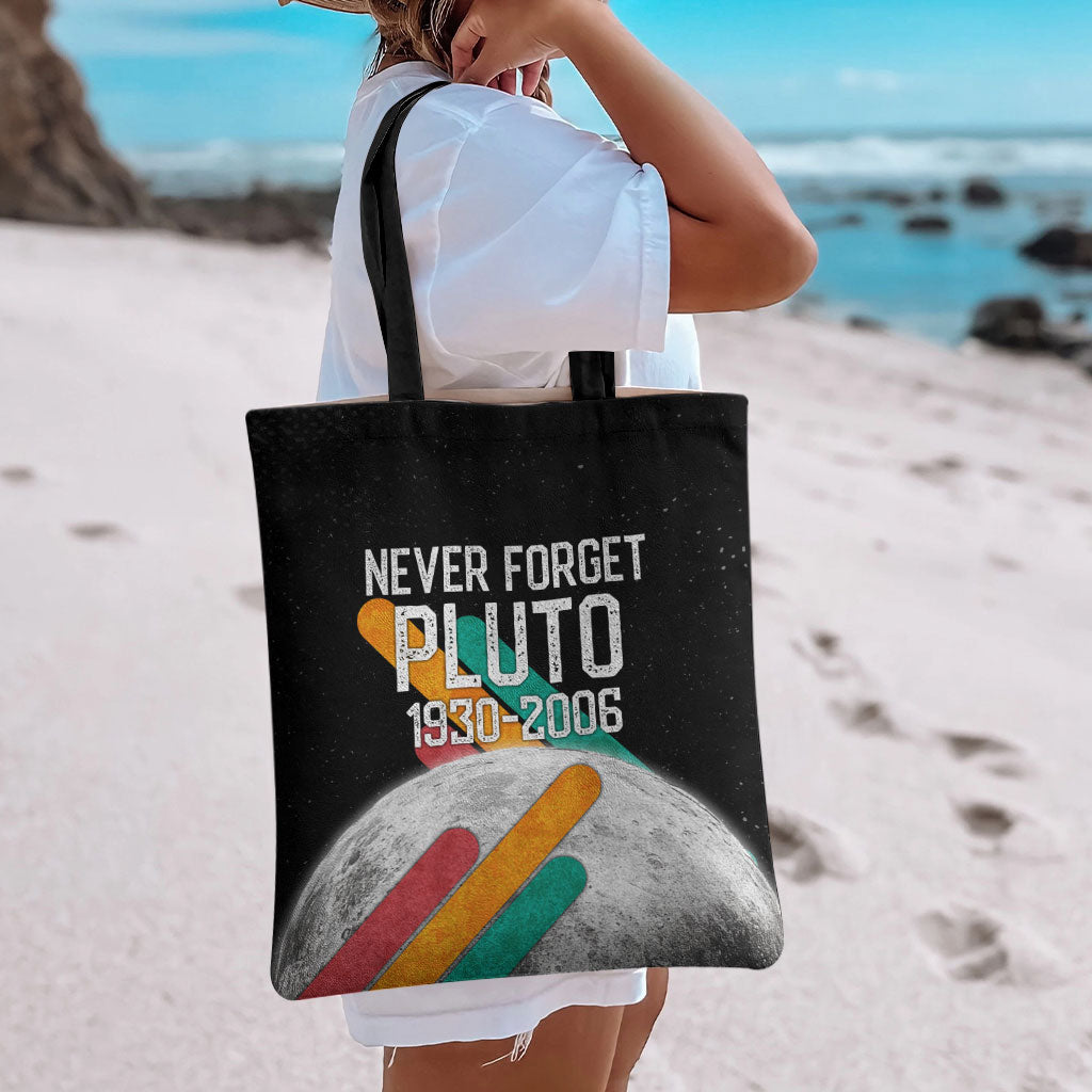 Never Forget Pluto Tote Bag Retro Space Astronomy Science