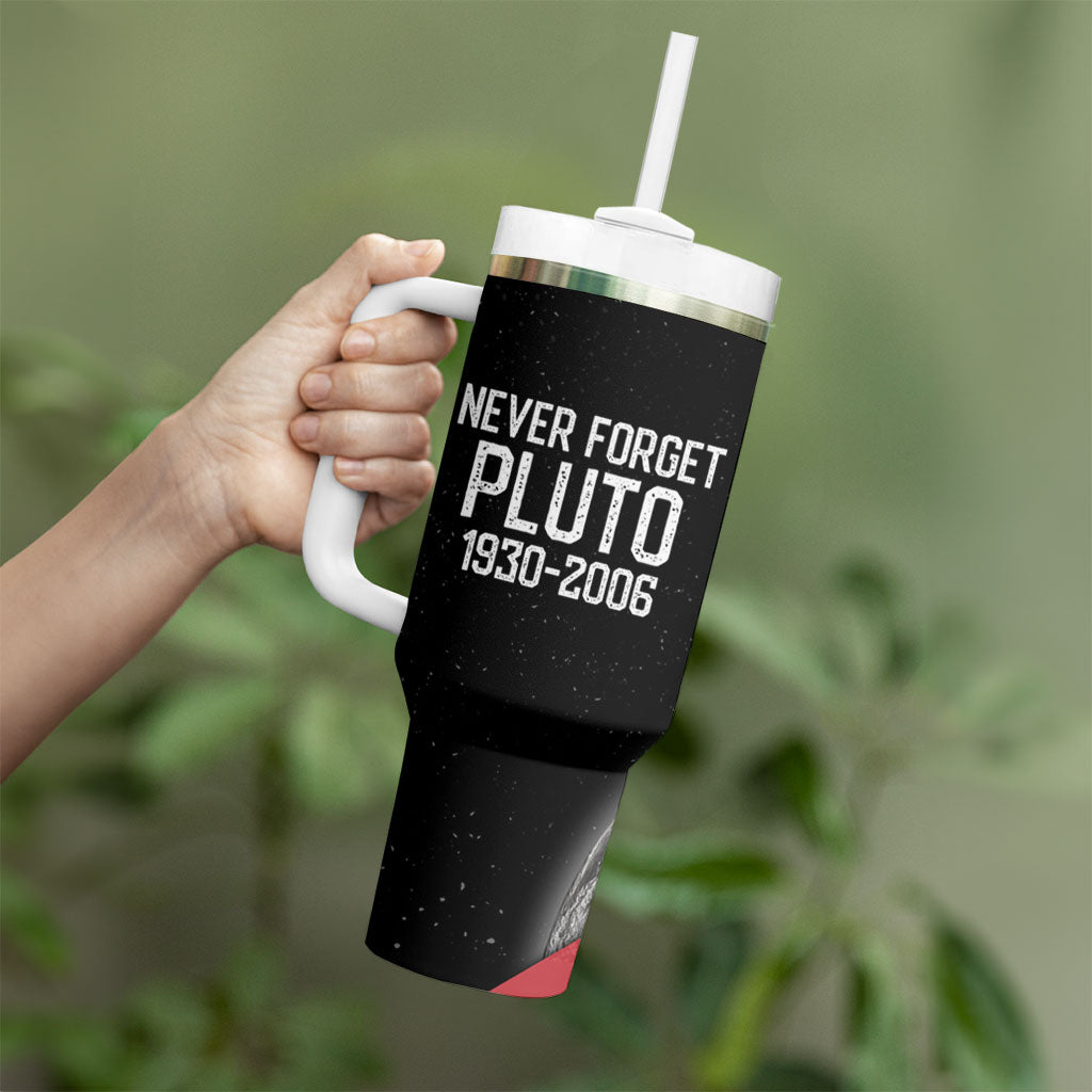 Never Forget Pluto Tumbler With Handle Retro Space Astronomy Science