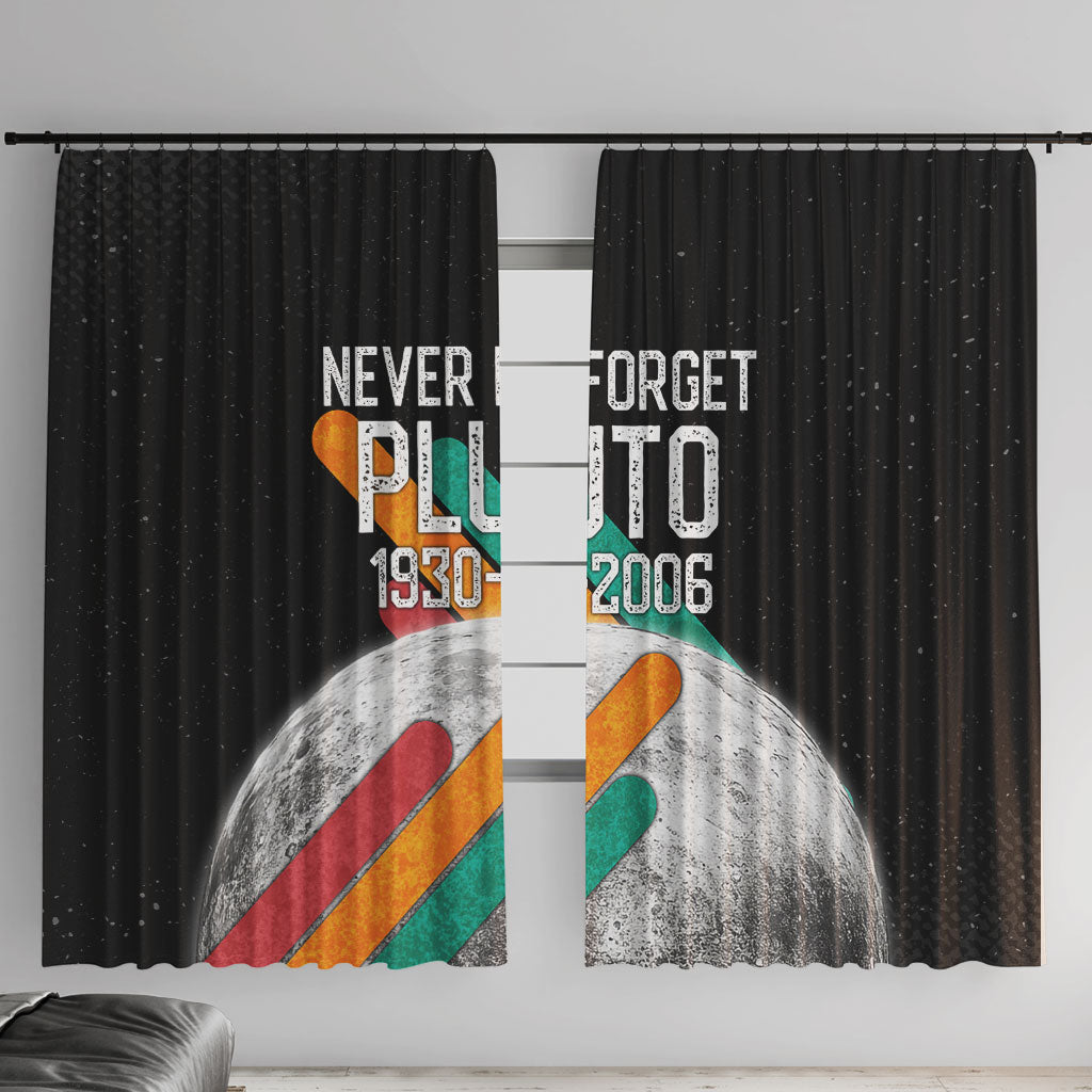 Never Forget Pluto Window Curtain Retro Space Astronomy Science