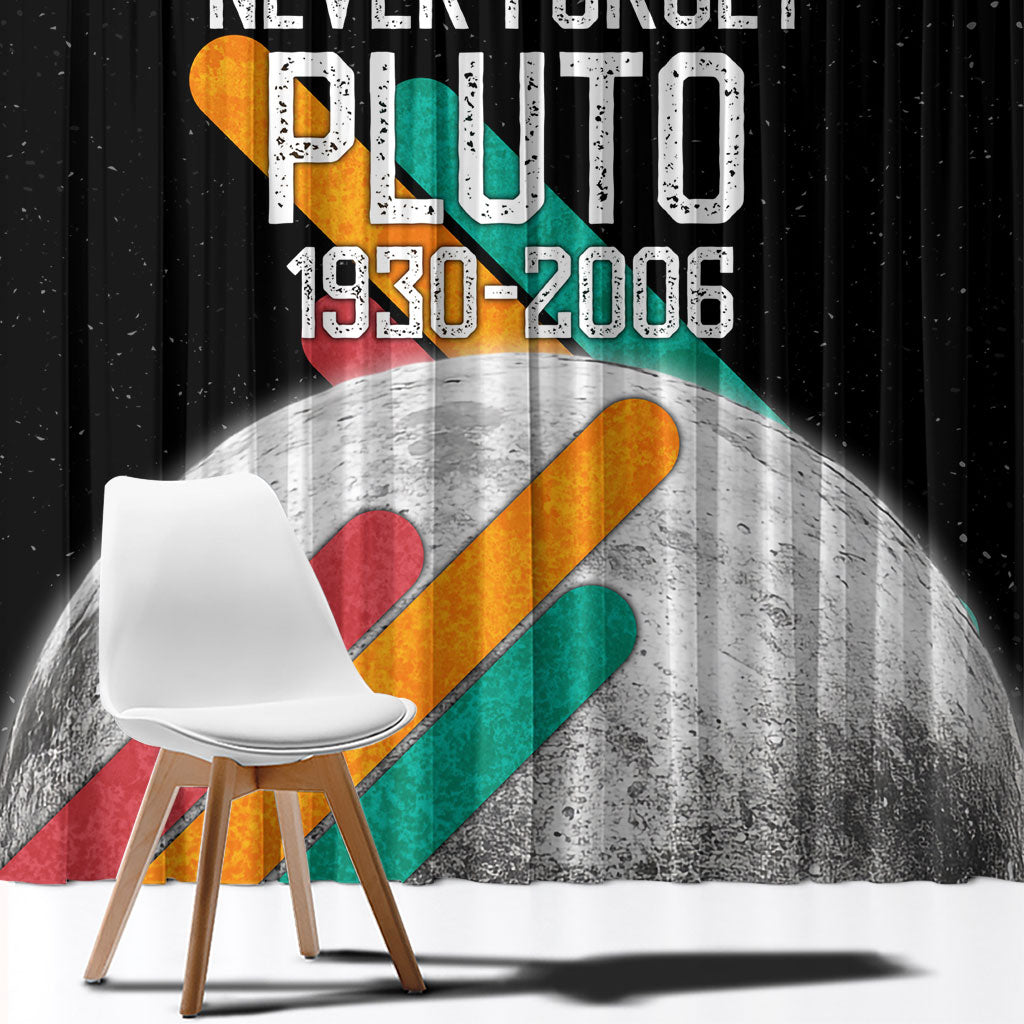 Never Forget Pluto Window Curtain Retro Space Astronomy Science