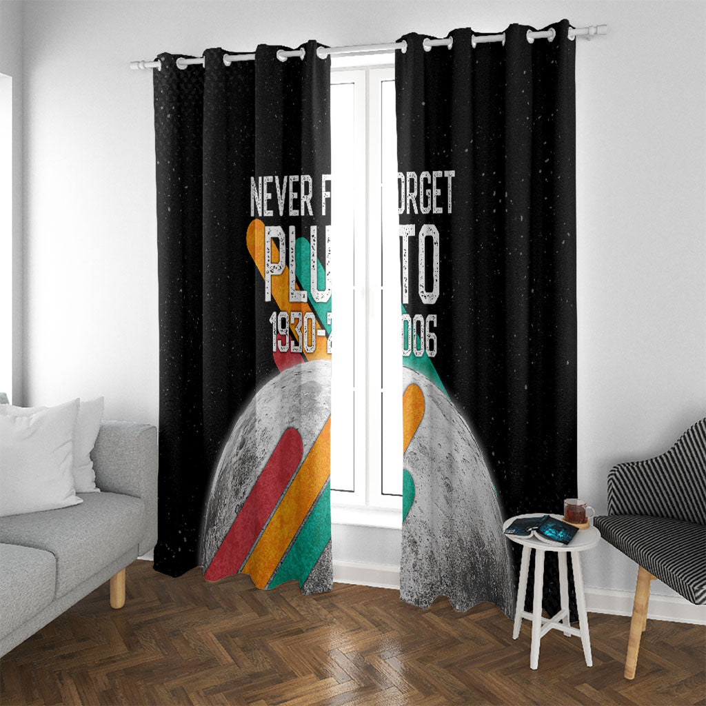 Never Forget Pluto Window Curtain Retro Space Astronomy Science