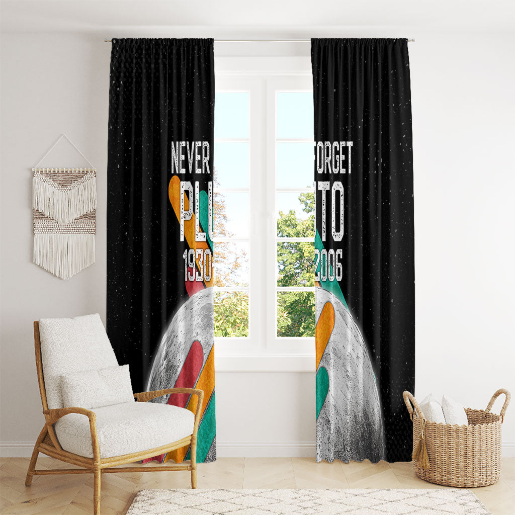 Never Forget Pluto Window Curtain Retro Space Astronomy Science