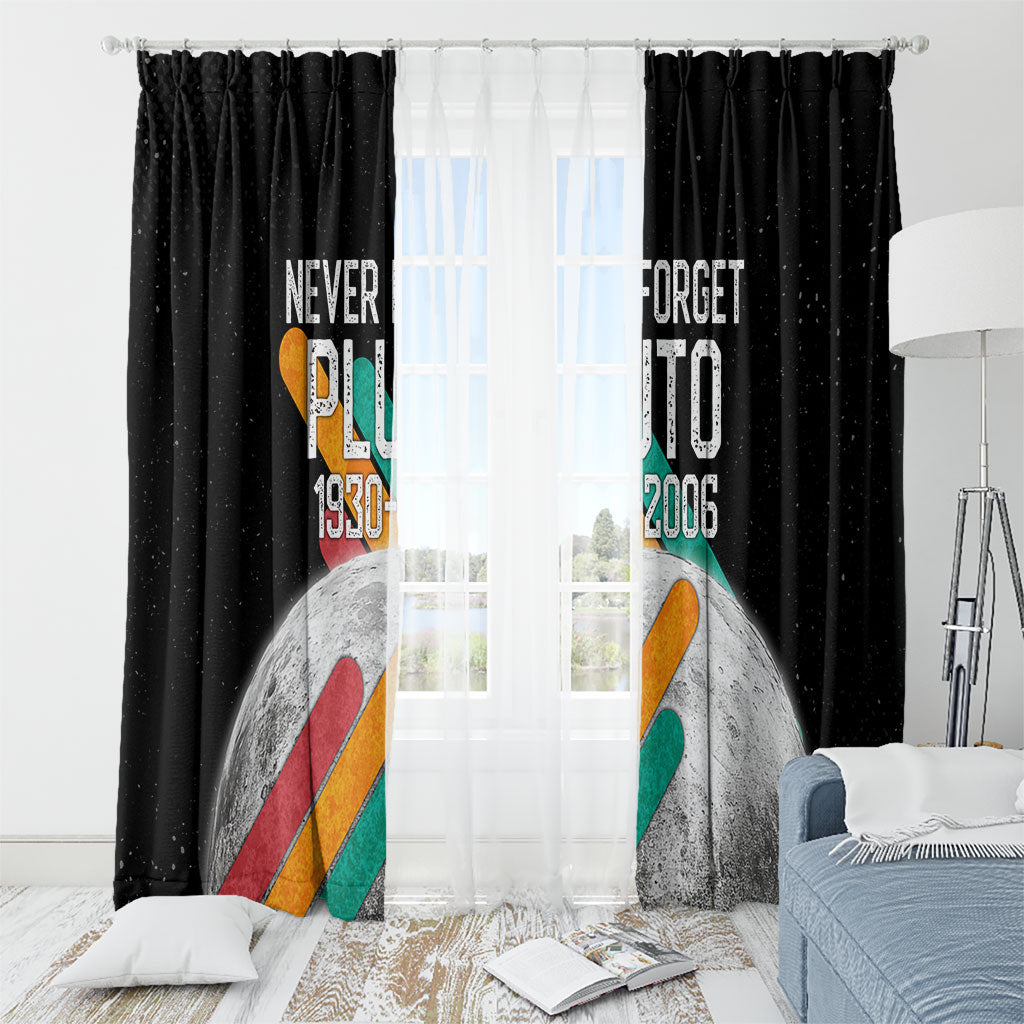 Never Forget Pluto Window Curtain Retro Space Astronomy Science