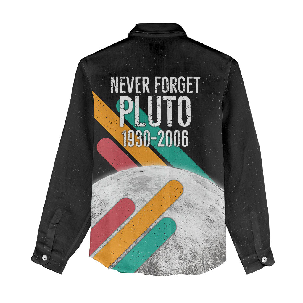 Never Forget Pluto Women Casual Shirt Retro Space Astronomy Science