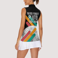 Never Forget Pluto Women Sleeveless Polo Shirt Retro Space Astronomy Science