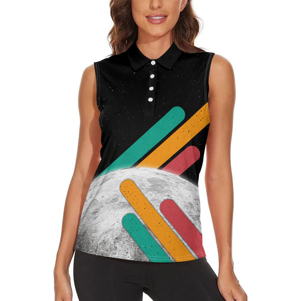 Never Forget Pluto Women Sleeveless Polo Shirt Retro Space Astronomy Science