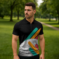 Never Forget Pluto Zipper Polo Shirt Retro Space Astronomy Science
