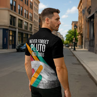Never Forget Pluto Zipper Polo Shirt Retro Space Astronomy Science