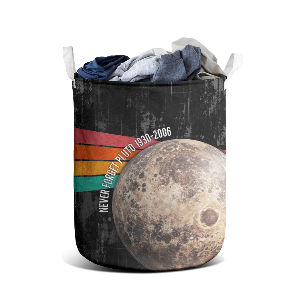 Never Forget Pluto Laundry Basket Distressed Retro Space Astronomy Science
