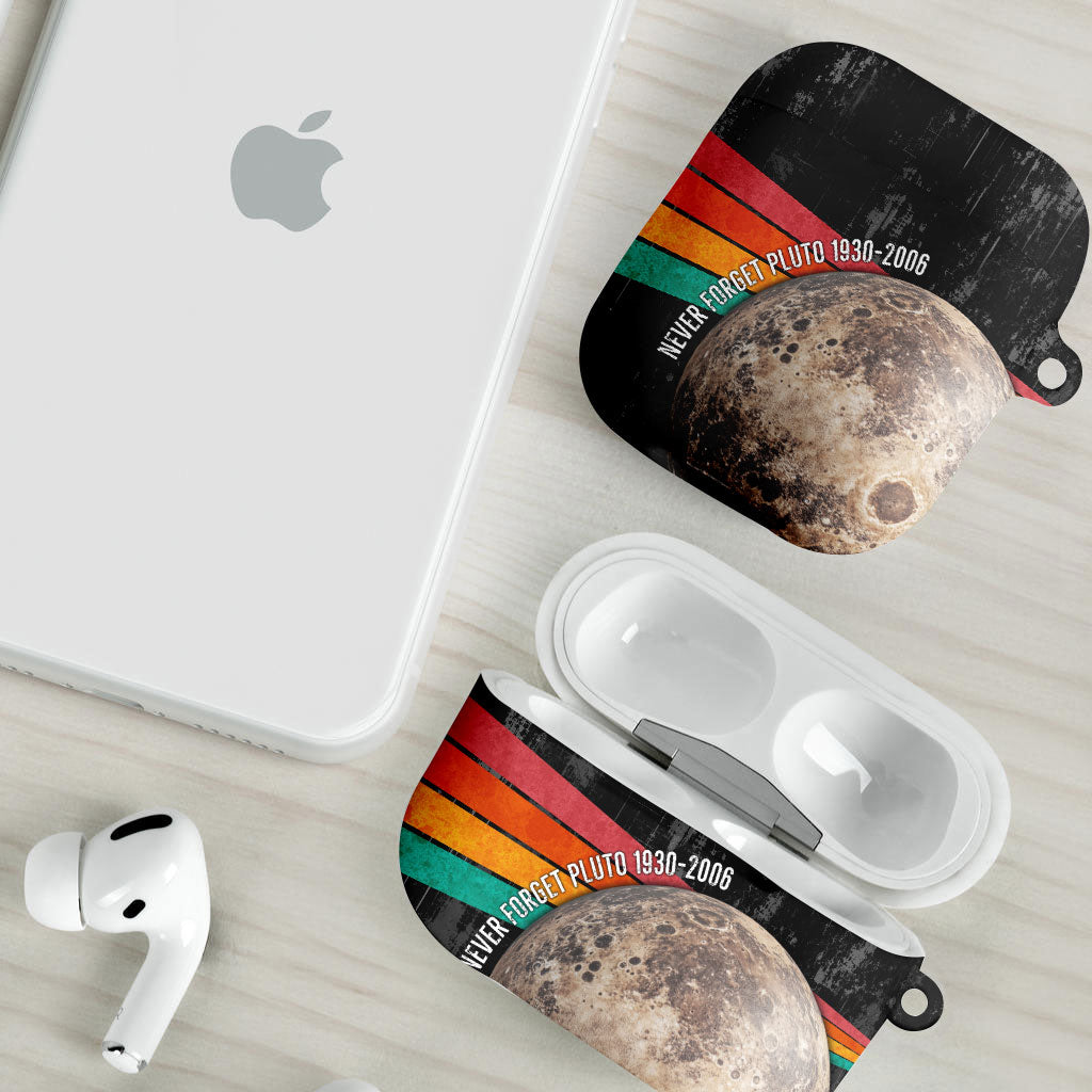 Never Forget Pluto AirPods Case Distressed Retro Space Astronomy Science