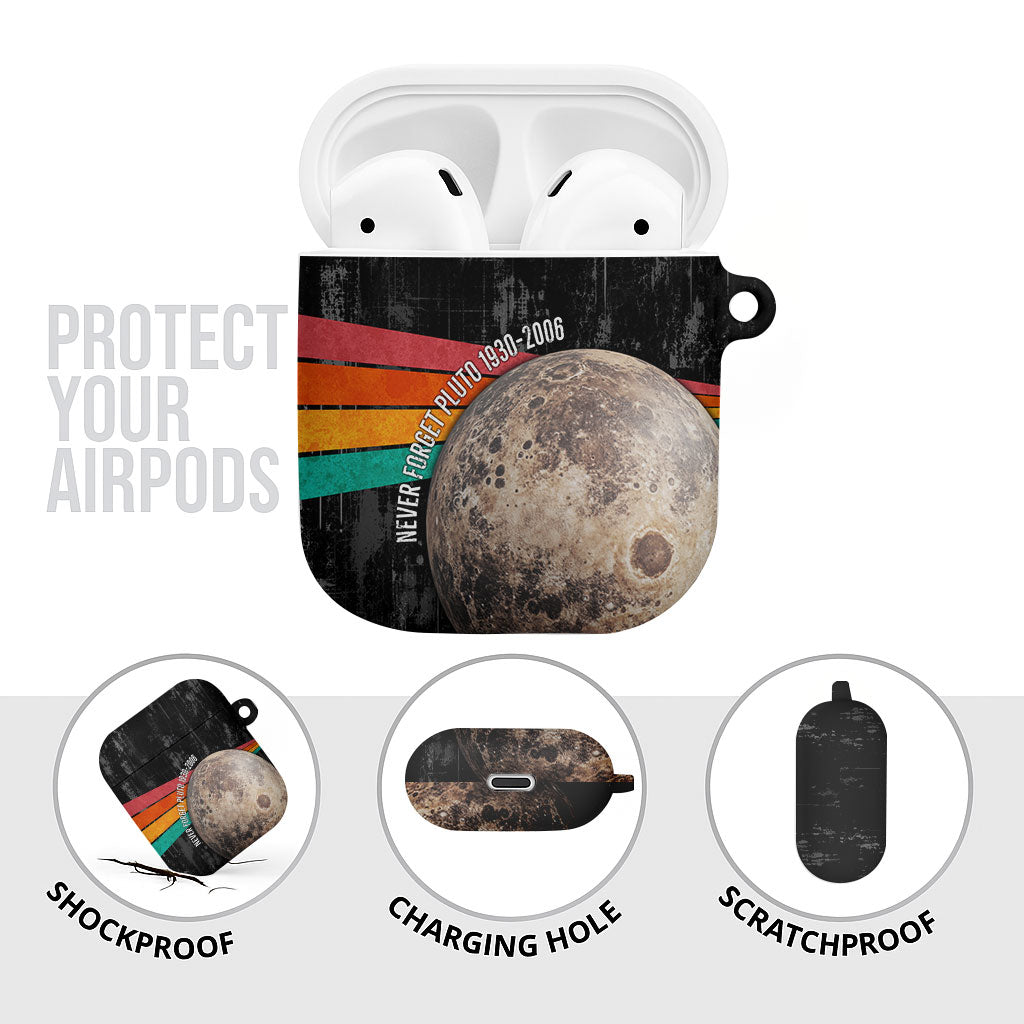 Never Forget Pluto AirPods Case Distressed Retro Space Astronomy Science