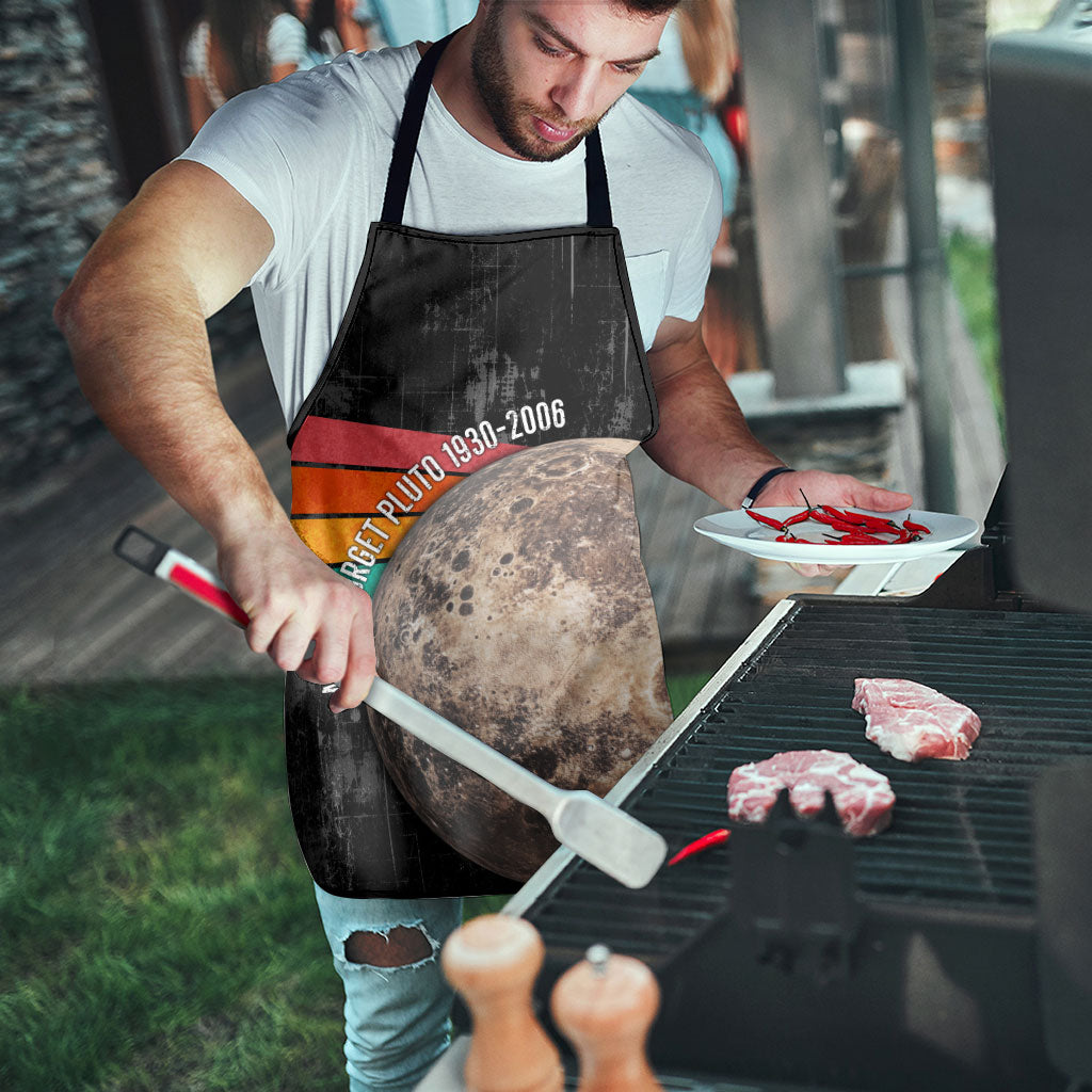 Never Forget Pluto Apron Distressed Retro Space Astronomy Science