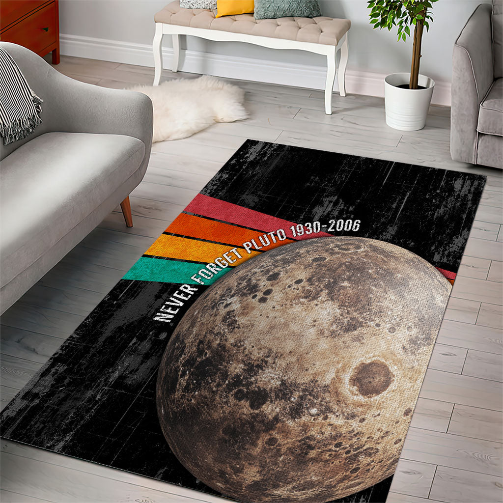 Never Forget Pluto Area Rug Distressed Retro Space Astronomy Science
