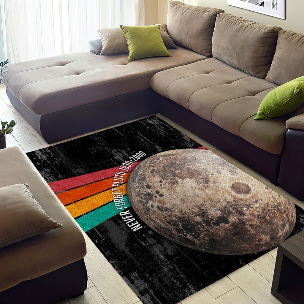 Never Forget Pluto Area Rug Distressed Retro Space Astronomy Science