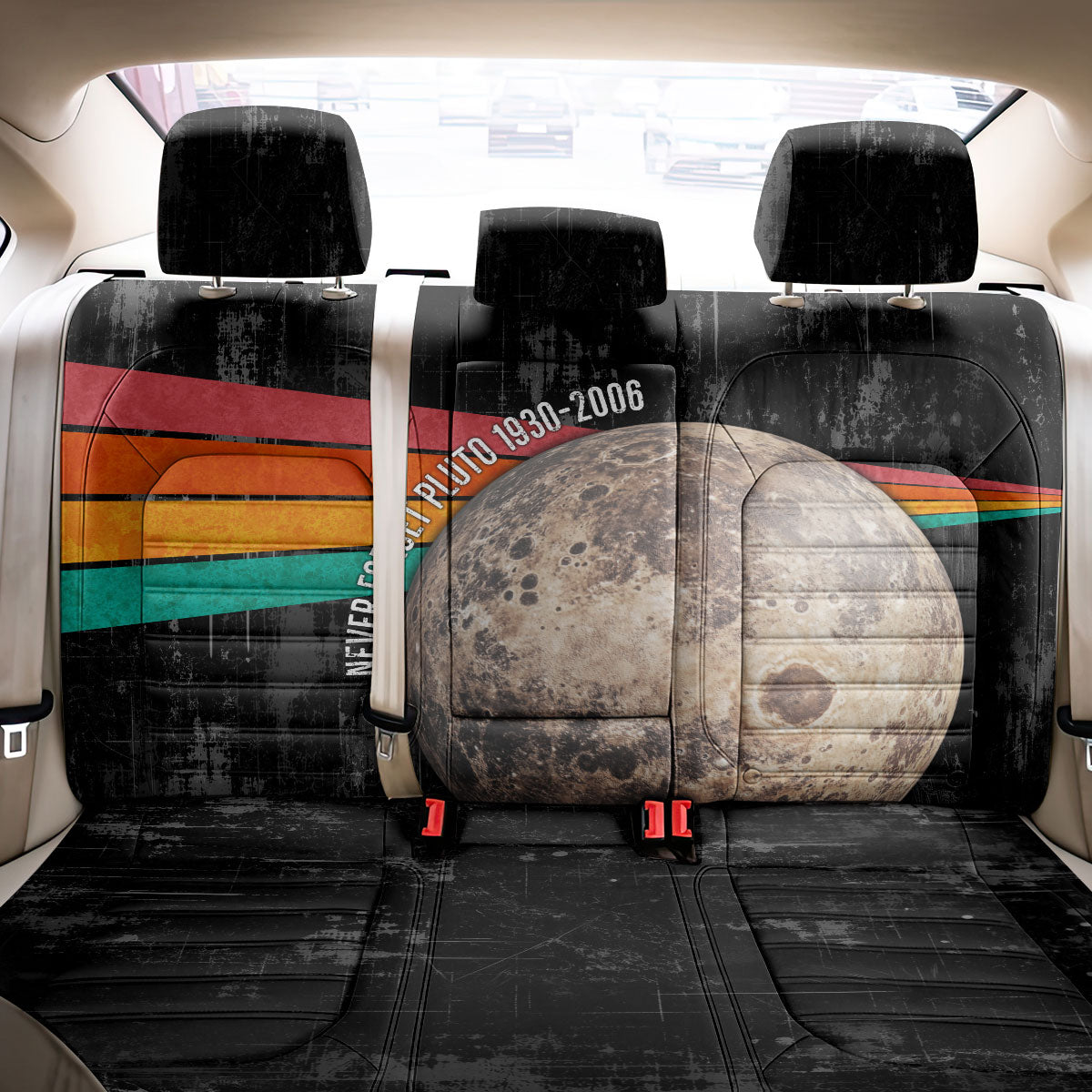Never Forget Pluto Back Car Seat Cover Distressed Retro Space Astronomy Science