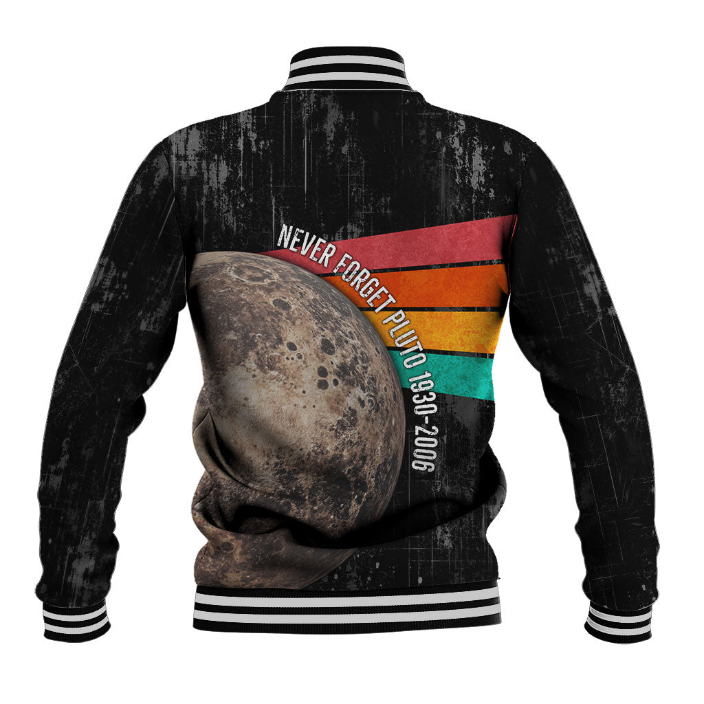 Never Forget Pluto Baseball Jacket Distressed Retro Space Astronomy Science