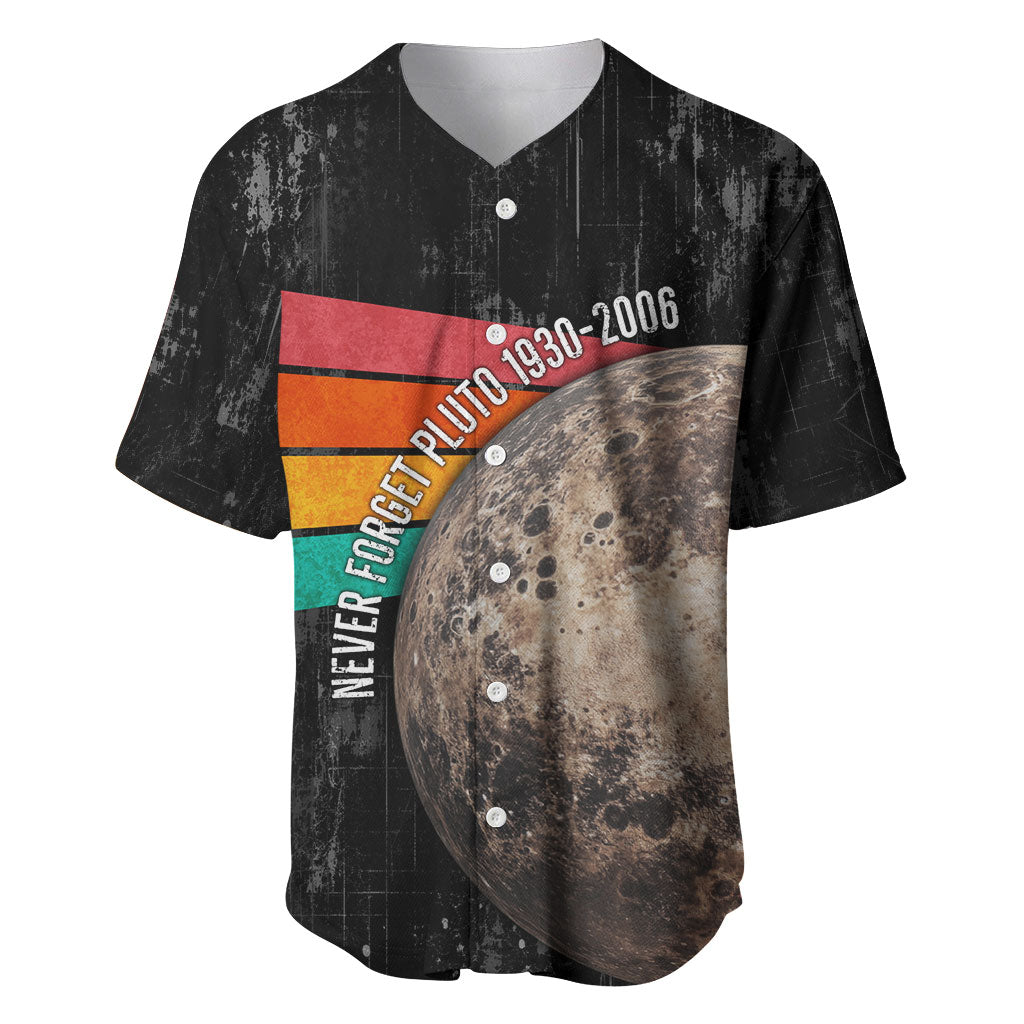 Never Forget Pluto Baseball Jersey Distressed Retro Space Astronomy Science