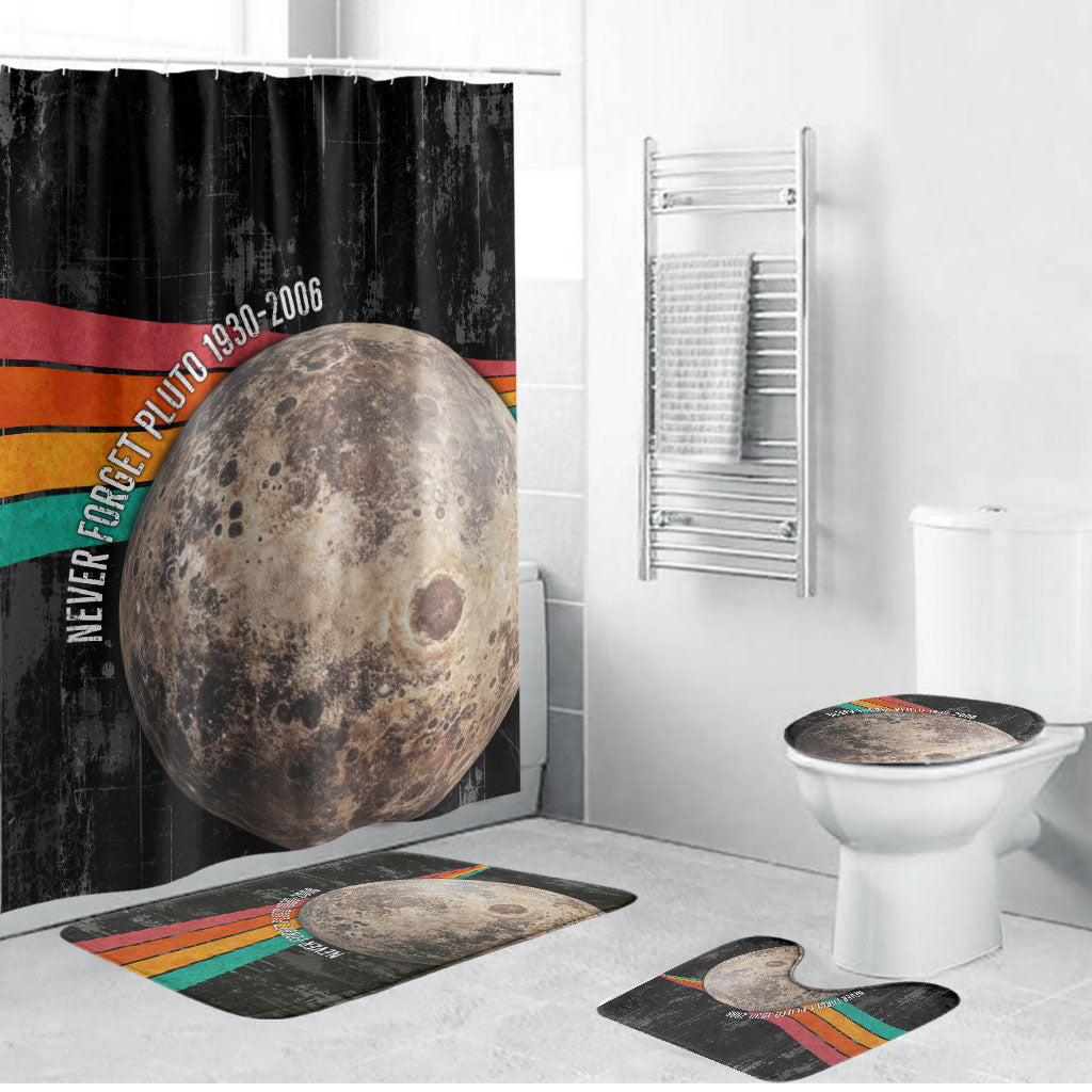 Never Forget Pluto Bathroom Set Distressed Retro Space Astronomy Science