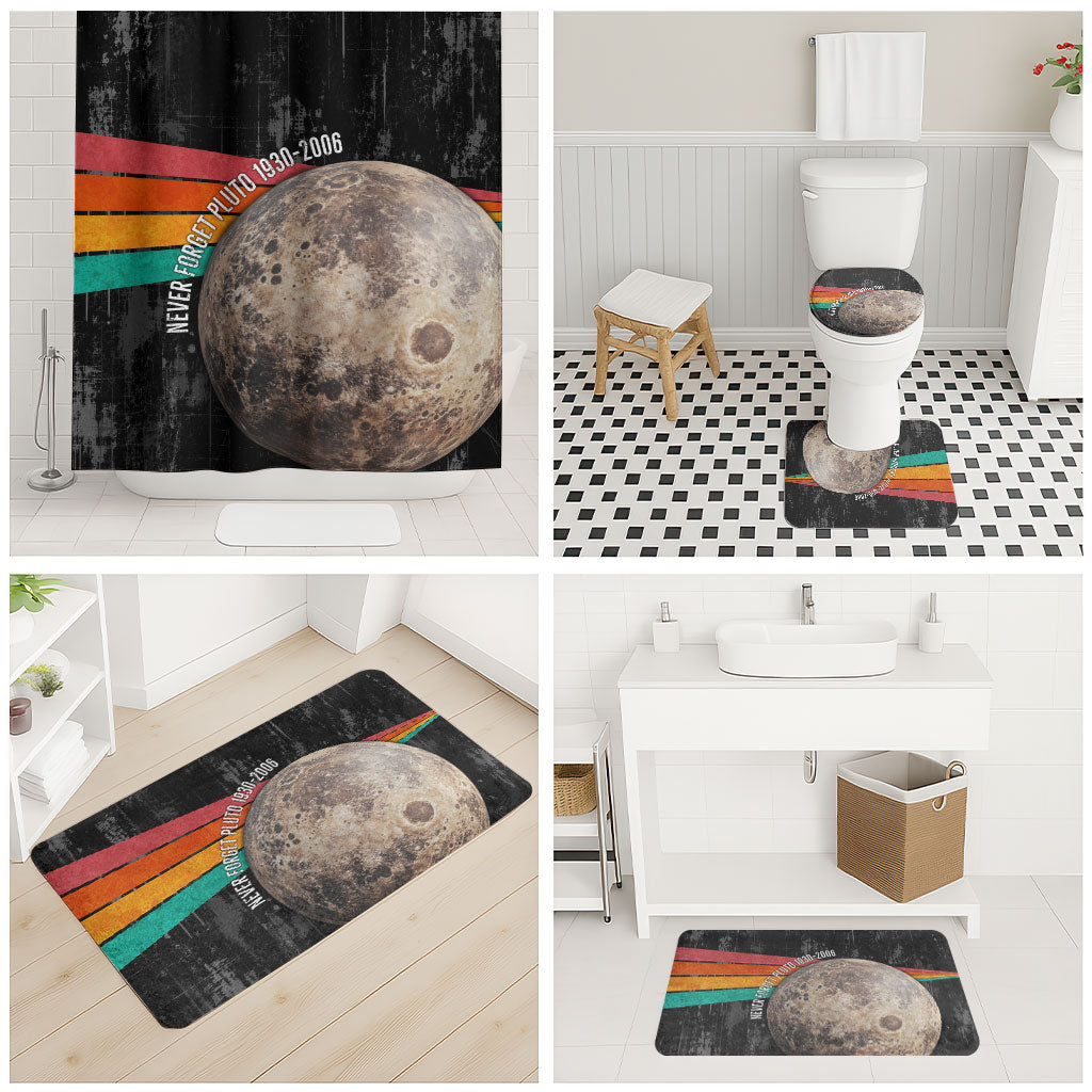 Never Forget Pluto Bathroom Set Distressed Retro Space Astronomy Science