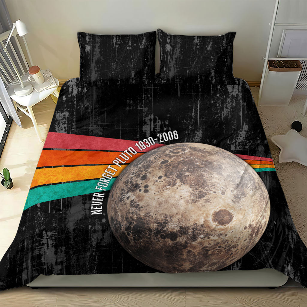 Never Forget Pluto Bedding Set Distressed Retro Space Astronomy Science