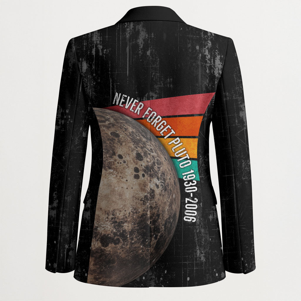 Never Forget Pluto Blazer Distressed Retro Space Astronomy Science