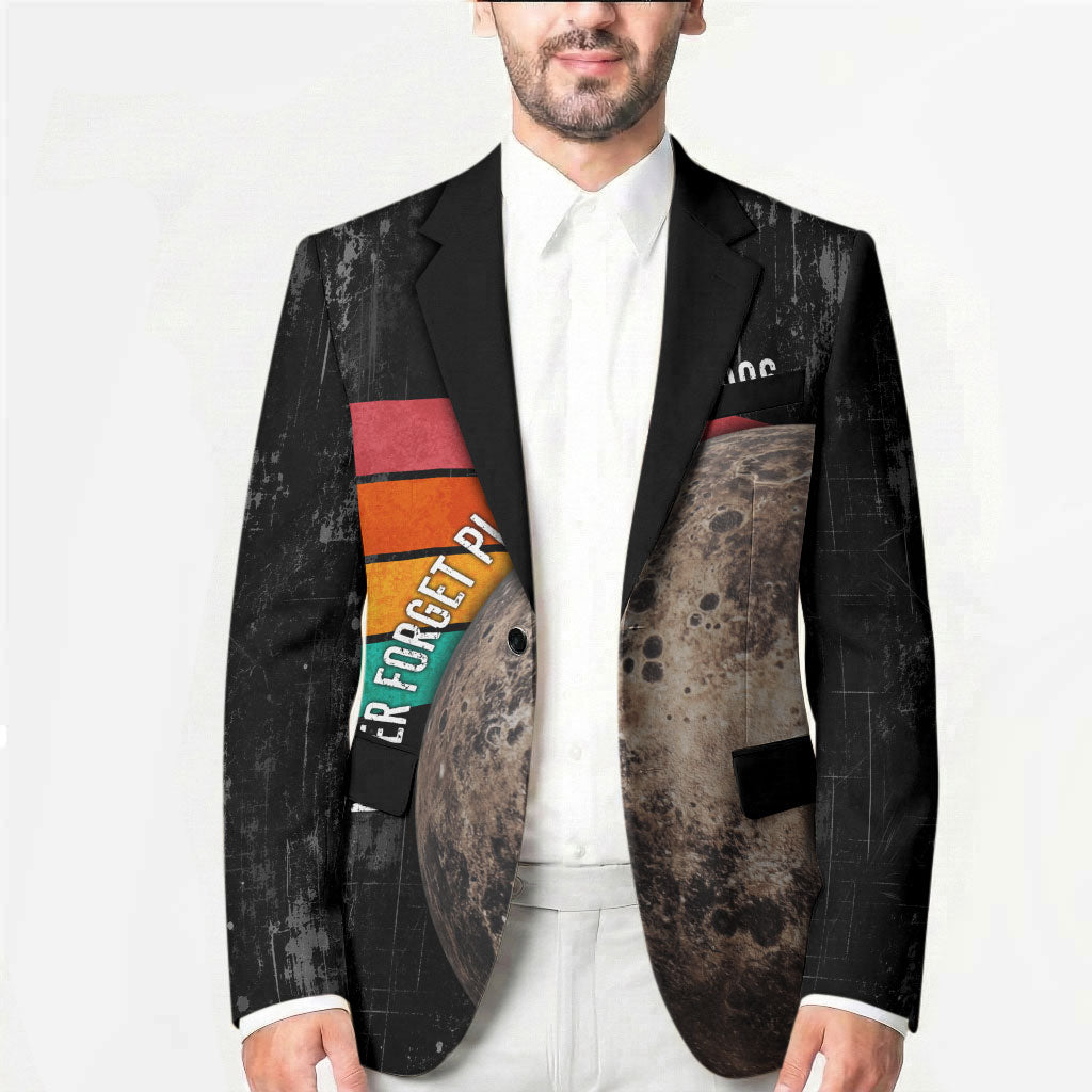 Never Forget Pluto Blazer Distressed Retro Space Astronomy Science