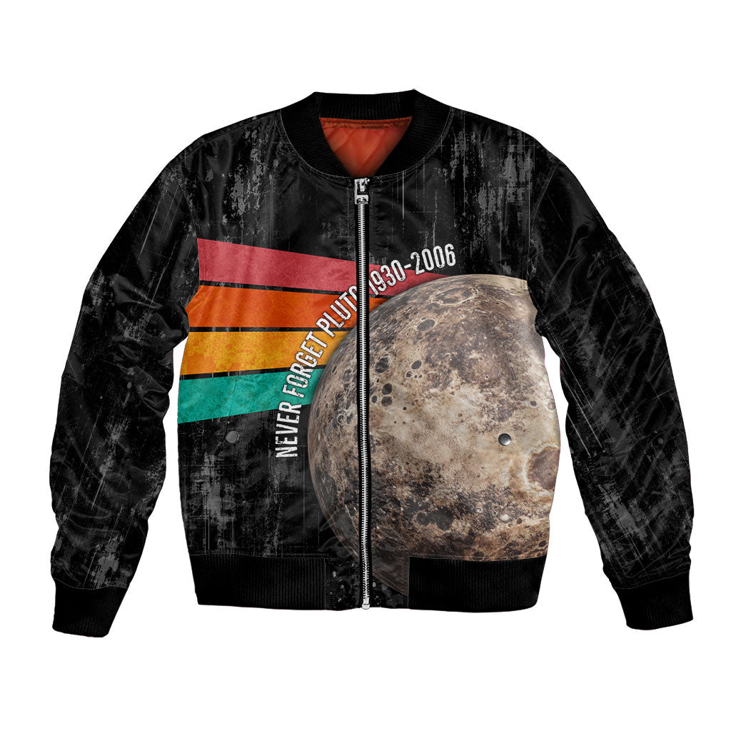 Never Forget Pluto Bomber Jacket Distressed Retro Space Astronomy Science