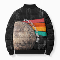 Never Forget Pluto Bomber Puffer Jacket Distressed Retro Space Astronomy Science