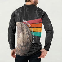 Never Forget Pluto Button Sweatshirt Distressed Retro Space Astronomy Science