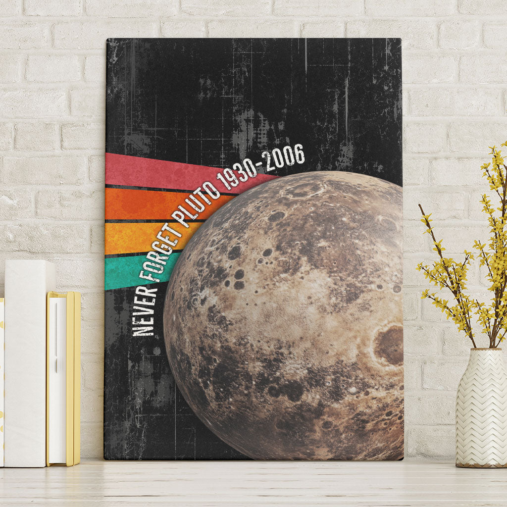 Never Forget Pluto Canvas Wall Art Distressed Retro Space Astronomy Science