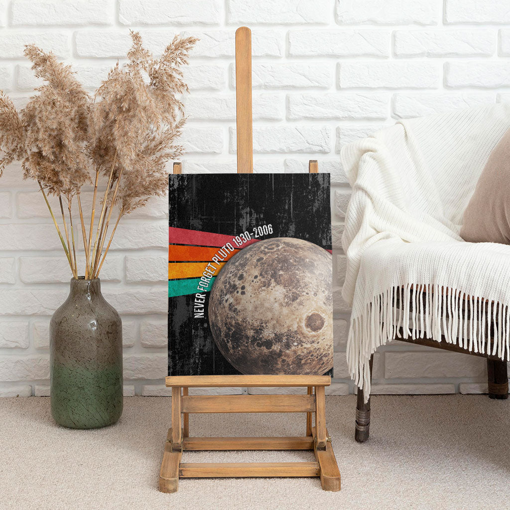 Never Forget Pluto Canvas Wall Art Distressed Retro Space Astronomy Science