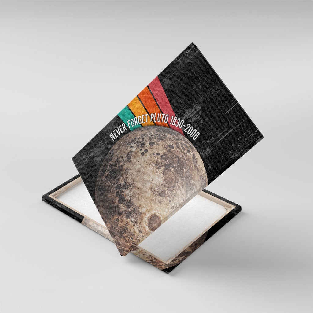 Never Forget Pluto Canvas Wall Art Distressed Retro Space Astronomy Science