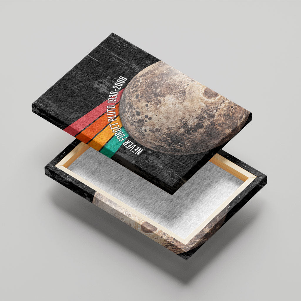 Never Forget Pluto Canvas Wall Art Distressed Retro Space Astronomy Science