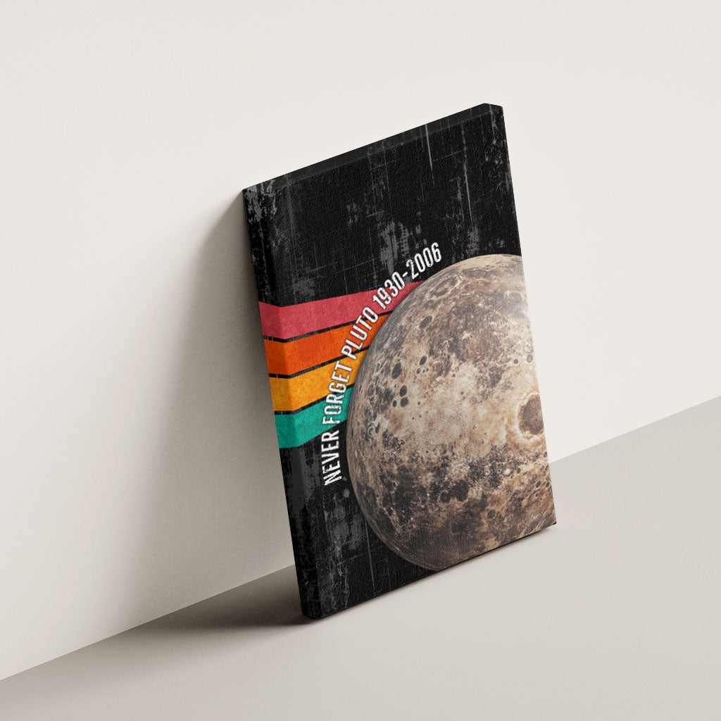 Never Forget Pluto Canvas Wall Art Distressed Retro Space Astronomy Science