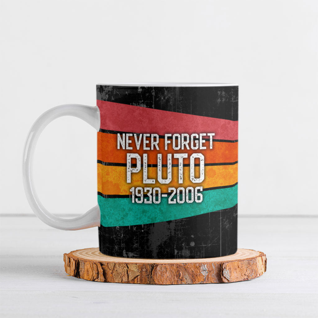 Never Forget Pluto Ceramic Mug Distressed Retro Space Astronomy Science