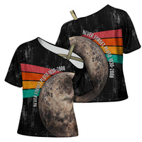 Never Forget Pluto Cross Shoulder Shirt Distressed Retro Space Astronomy Science
