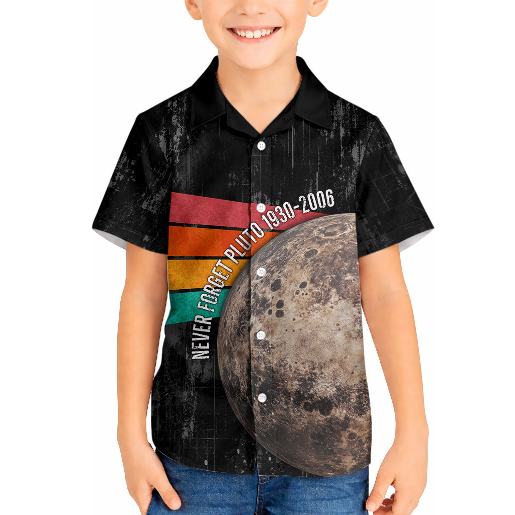 Never Forget Pluto Hawaiian Shirt Distressed Retro Space Astronomy Science